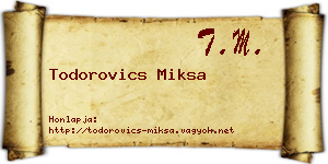 Todorovics Miksa névjegykártya